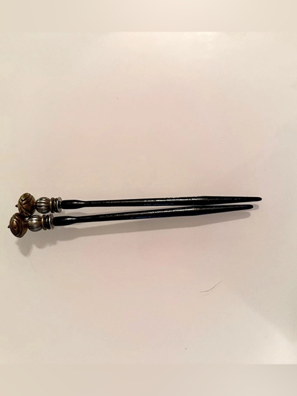 Set of 2 Black Hair Sticks Antique Bronze Beaded Updo Hair Accessories
